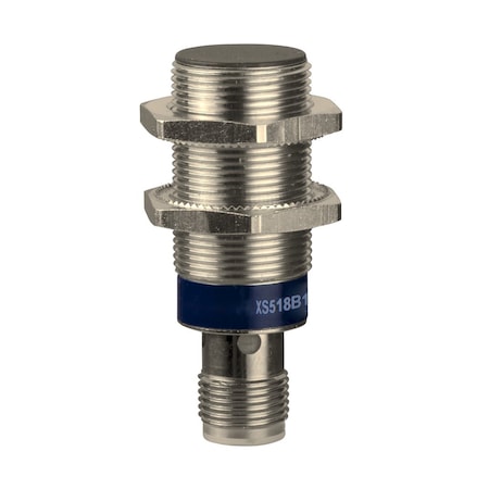 Cylindrical, Inductive Proximity Sensor, 24 mm Dia., Brass, 1/2 in Connector, 2 Wires, Shielded MPN:XS518B1MAU20