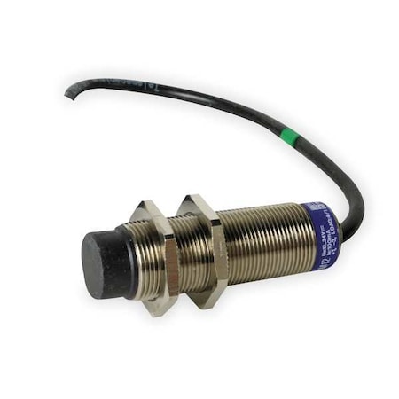 Cylindrical, Inductive Proximity Sensor, 18 mm Dia., Brass, 1/2 in Connector, 2 Wires, Shielded MPN:XS618B1MBU20