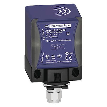 Inductive, Rectangular Proximity Sensor, PBT, M12, 3 Wires, Shielded MPN:XS8C2A1NCM12