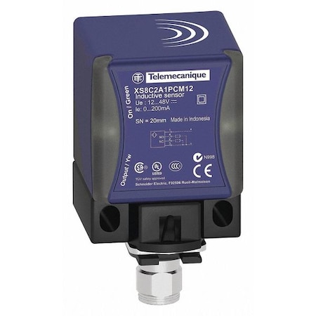 Inductive, Rectangular Proximity Sensor, PBT, M12, 3 Wires, Shielded MPN:XS8C2A1PCM12