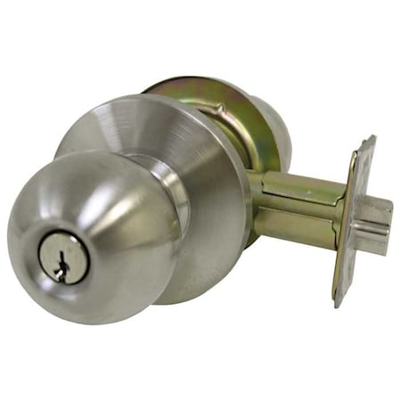 Grade 2 Cylindrical Lock, Entry, Knob, Satin Stainless Steel, 2-3/4 Inch Backset, Conventional MPN:K2053-32D