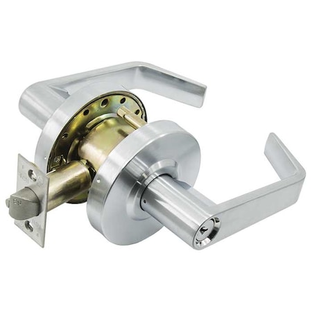 Grade 2 Cylindrical Lock, Entry, Lever, Satin Chrome, 2-3/4 Inch Backset, Conventional Cylinder MPN:L2053-26D