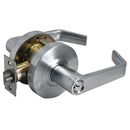 Grade 2 Cylindrical Lock, Entry, Lever, Satin Chrome, 2-3/8 Inch Backset, Conventional Cylinder MPN:L2053-8-26D
