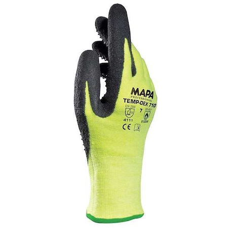 MAPA Nitrile Palm Coated Thermal Gloves, High Temperature, Lightweight, Yellow, Size 7, 1 Pair MPN:710