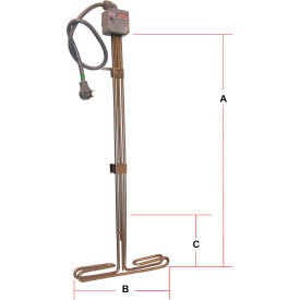 Tempco Immersion Tank Heater TAT40013 1440W 120V 316 Stainless - 6 Foot Cord TAT40013