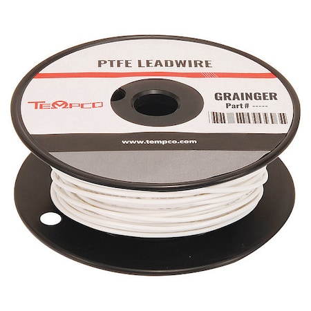 High Temp Lead Wire, PTFE, 18 AWG, White, 100 ft MPN:LDWR-1058