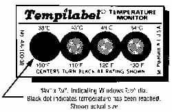 Temperature Indicating Labels, Accuracy: 1% , Temperature Label (C): 38/43/49/54 , Application: Metal, Plastic, Glass, Rubber, Wood, Ceramic, Concrete, Stone  MPN:26700