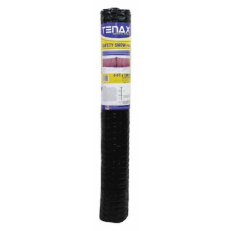 Safety, SnowFence, 4 FT. x 100 FT. Black, Oval Mesh Size 3.8 in X 1.1 in MPN:90600109