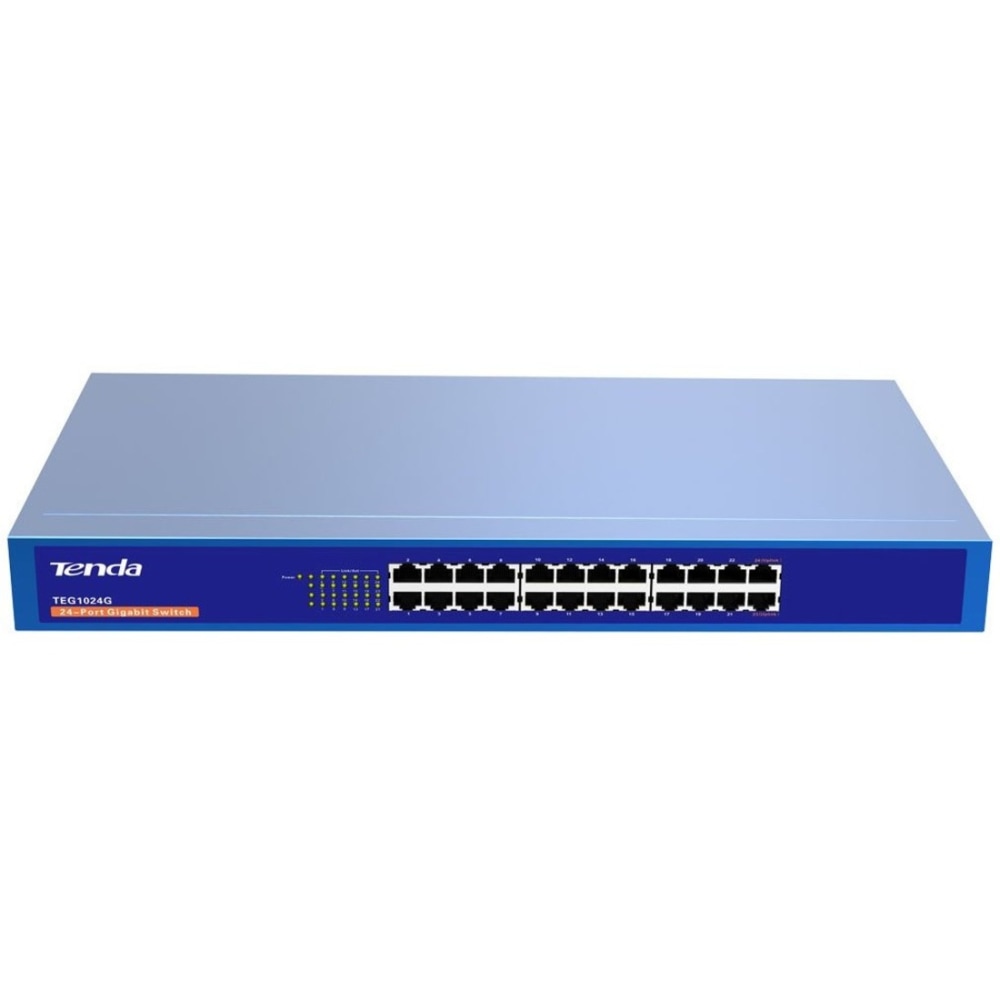 Tenda TEG1024G 24-Port Gigabit Ethernet Switch - 24 Ports - 10/100/1000Base-T - 2 Layer Supported - Twisted Pair - 1U High - Rack-mountable - 3 Year Limited Warranty MPN:TEG1024G