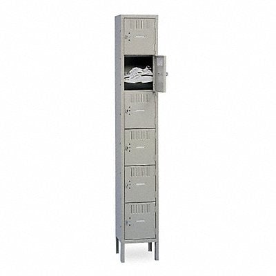 Box Locker Louvered 1 Wide 6 Tier Gray MPN:BK6-121512-1MG