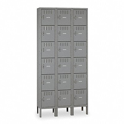 Box Locker Louvered 3 Wide 6 Tier Gray MPN:BK6-121512-3MG