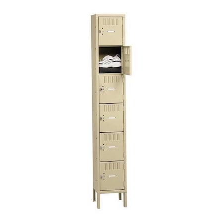 Box Locker, 12 in W, 12 in D, 78 in H, (1) Wide, (6) Tier, Sand MPN:BK6-121212-1 SD