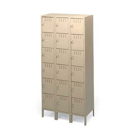 Box Locker, 36 in W, 12 in D, 78 in H, (3) Wide, (6) Tier, Sand MPN:BK6-121212-3 SD