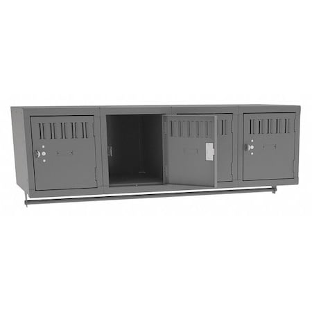 Wall Mount Box Locker, 48 in W, 18 in D, 12 in H, (1) Tier, (4) Wide, Gray MPN:BS1-121812-4MG