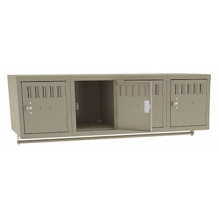 Wall Mount Box Locker, 48 in W, 18 in D, 12 in H, (1) Tier, (4) Wide, Sand MPN:BS1-121812-4SD