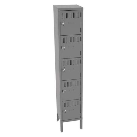 Box Locker, 12 in W, 12 in D, 66 in H, (1) Wide, (5) Tier, Gray MPN:BS5-121212-1MG