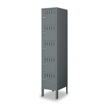 Box Locker, 12 in W, 15 in D, 66 in H, (1) Wide, (5) Tier, Gray MPN:BS5-121512-1MG