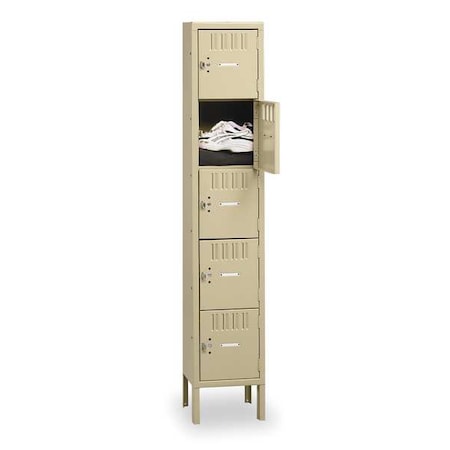 Box Locker, 12 in W, 15 in D, 66 in H, (1) Wide, (5) Tier, Sand MPN:BS5-121512-1SND