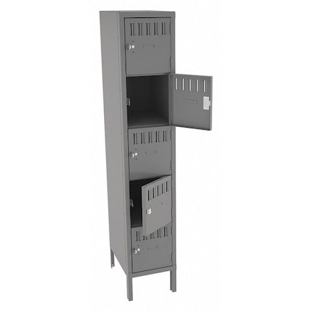 Box Locker, 12 in W, 18 in D, 66 in H, (1) Wide, (5) Tier, Gray MPN:BS5-121812-1MG