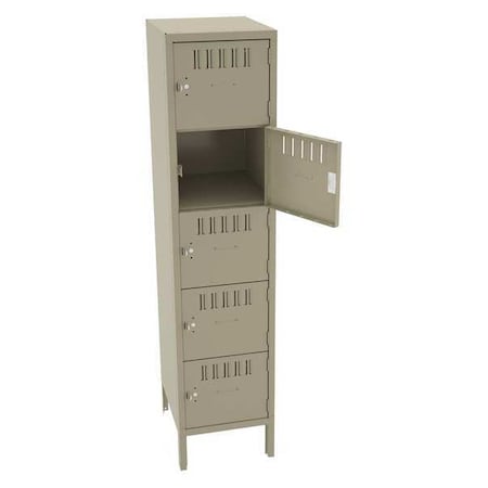 Box Locker, 15 in W, 18 in D, 66 in H, (1) Wide, (5) Tier, Sand MPN:BS5-151812-1SD