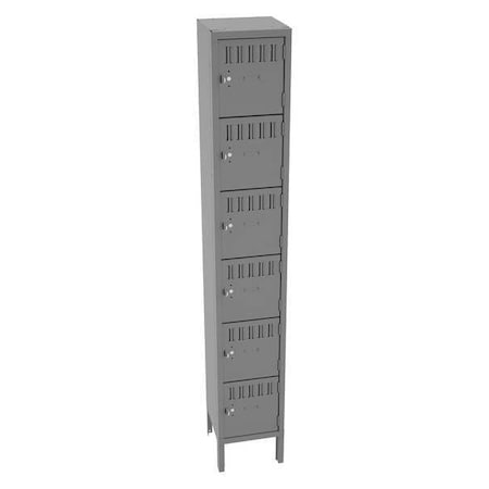 Box Locker, 12 in W, 12 in D, 78 in H, (1) Wide, (6) Tier, Gray MPN:BS6-121212-1MG