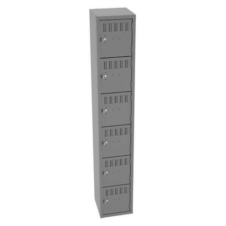 Box Locker, 12 in W, 12 in D, 72 in H, (1) Wide, (6) Tier, Gray MPN:BS6-121212-AMG