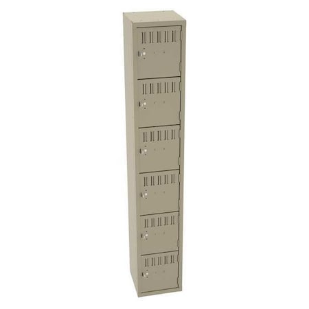 Box Locker, 12 in W, 12 in D, 72 in H, (1) Wide, (6) Tier, Sand MPN:BS6-121212-ASD