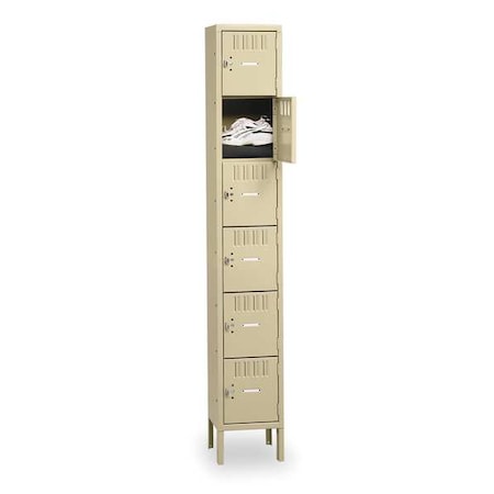 Box Locker, 12 in W, 15 in D, 78 in H, (1) Wide, (6) Tier, Sand MPN:BS6-121512-1 SAND