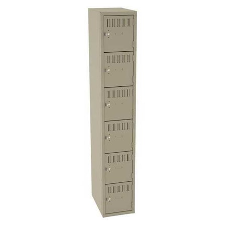 Box Locker, 12 in W, 18 in D, 72 in H, (1) Wide, (6) Tier, Sand MPN:BS6-121812-ASD