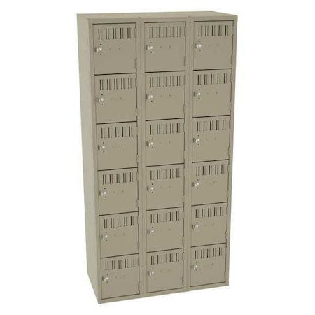 Box Locker, 36 in W, 18 in D, 72 in H, (3) Wide, (6) Tier, Sand MPN:BS6-121812-CSD