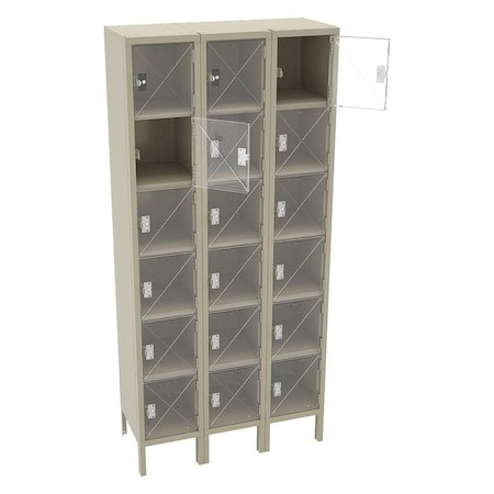 Box Locker, 36 in W, 15 in D, 78 in H, (3) Wide, (6) Tier, Sand MPN:CBL6-121512-3 SAND