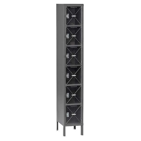Box Locker, 12 in W, 18 in D, 78 in H, (1) Wide, (6) Tier, Gray MPN:CBL6-121812-1 MED GR