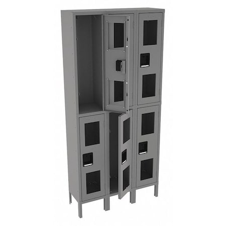 Wardrobe Locker, 36 in W, 12 in D, 78 in H, (2) Tier, (3) Wide, Gray MPN:CDL-121236-3 MED GRE