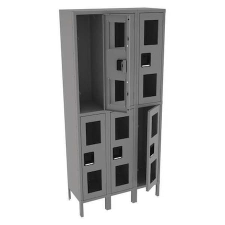 Wardrobe Locker, 36 in W, 15 in D, 78 in H, (2) Tier, (3) Wide, Gray MPN:CDL-121536-3 MED GRE