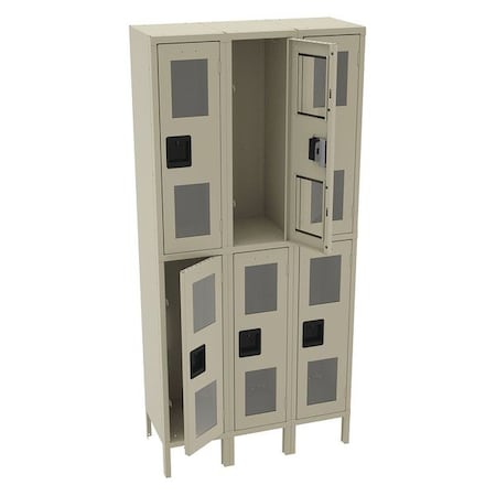 Wardrobe Locker, 36 in W, 15 in D, 78 in H, (2) Tier, (3) Wide, Sand MPN:CDL-121536-3 SAND