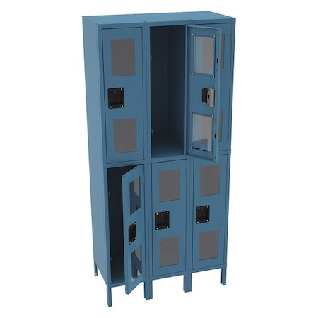 Wardrobe Locker, 36 in W, 18 in D, 78 in H, (2) Tier, (3) Wide, Blue MPN:CDL-121836-3 ACCENT