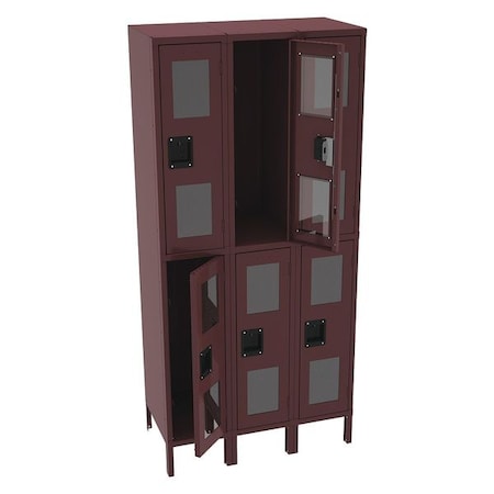 Wardrobe Locker, 36 in W, 18 in D, 78 in H, (2) Tier, (3) Wide, Wine MPN:CDL-121836-3 WINE