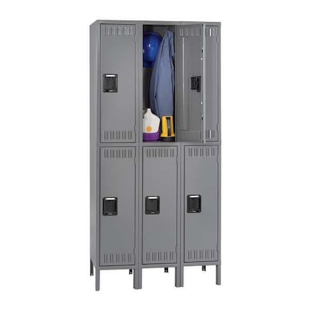 Wardrobe Locker, 36 in W, 12 in D, 78 in H, (2) Tier, (3) Wide, Gray MPN:DTK-121236-3 MED GR