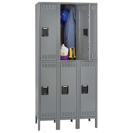 Wardrobe Locker, 36 in W, 15 in D, 78 in H, (2) Tier, (3) Wide, Gray MPN:DTK-121536-3MG