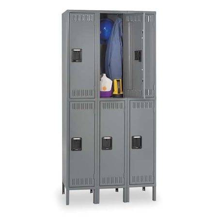 Wardrobe Locker, 36 in W, 18 in D, 78 in H, (2) Tier, (3) Wide, Gray MPN:DTK-121836-3MG