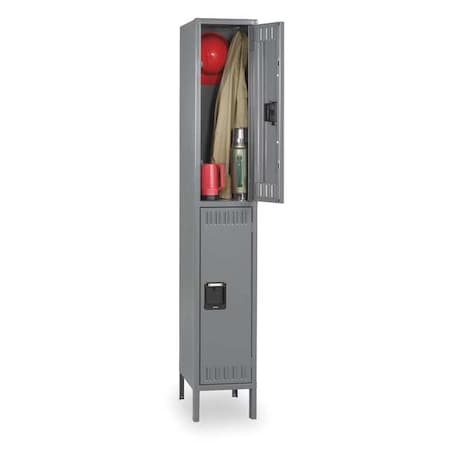 Wardrobe Locker, 15 in W, 18 in D, 78 in H, (1) Wide, (2) Tier, Gray MPN:DTK-151836-1MG