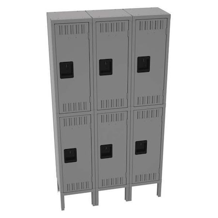 Wardrobe Locker, 36 in W, 12 in D, 66 in H, (2) Tier, (3) Wide, Medium Gray MPN:DTS-121230-3MG