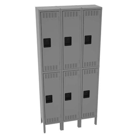 Wardrobe Locker, 36 in W, 12 in D, 78 in H, (2) Tier, (3) Wide, Medium Gray MPN:DTS-121236-3MG