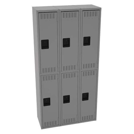 Wardrobe Locker, 36 in W, 15 in D, 72 in H, (2) Tier, (3) Wide, Medium Gray MPN:DTS-121536-CMG