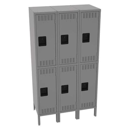 Wardrobe Locker, 36 in W, 18 in D, 66 in H, (2) Tier, (3) Wide, Medium Gray MPN:DTS-121830-3MG