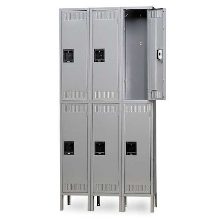 Wardrobe Locker, 36 in W, 18 in D, 78 in H, (2) Tier, (3) Wide, Gray MPN:DTS-121836-3MG