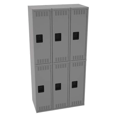 Wardrobe Locker, 36 in W, 18 in D, 72 in H, (2) Tier, (3) Wide, Medium Gray MPN:DTS-121836-CMG