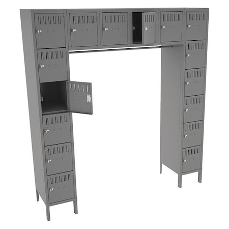 Box Locker Unit with Coat Rod, 72 in W, 18 in D, 78 in H, (6) Tier, (6) Wide, Gray MPN:SRK-721878-1 GRAY