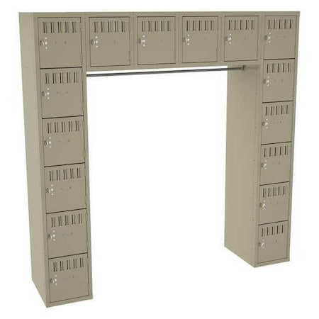 Box Locker Unit with Coat Rod, 72 in W, 18 in D, 72 in H, (6) Tier, (6) Wide, Sand MPN:SRS-721872-ASD
