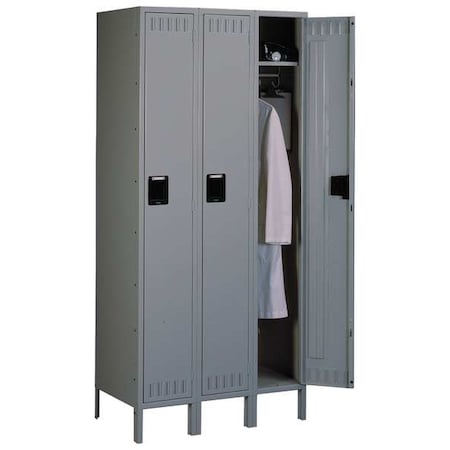 Wardrobe Locker, 36 in W, 15 in D, 78 in H, (1) Tier, (3) Wide, Gray MPN:STS-121572-3MG